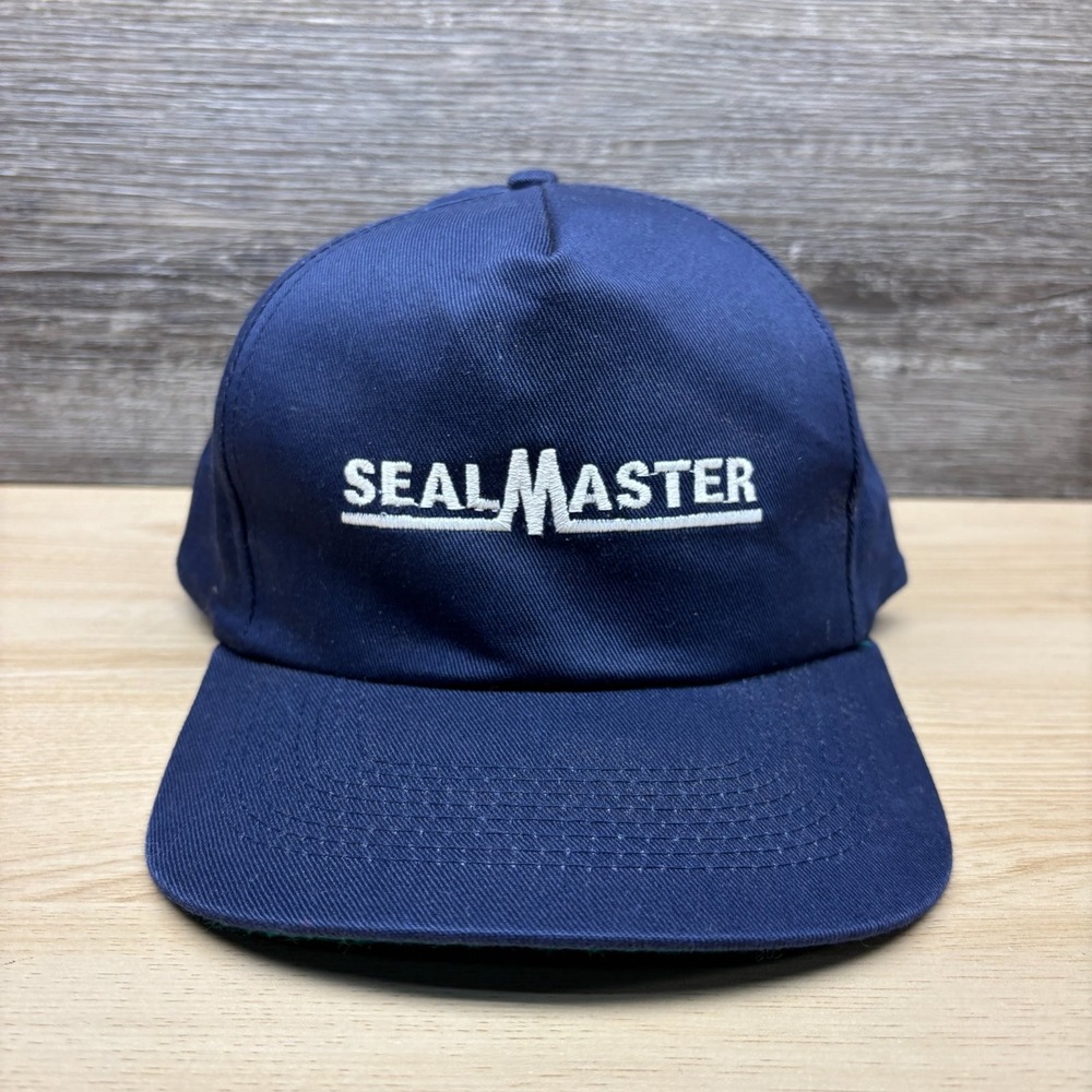 Vintage Seal Master Hat Cap Snap Back Blue Paving Construction Road Maintenance